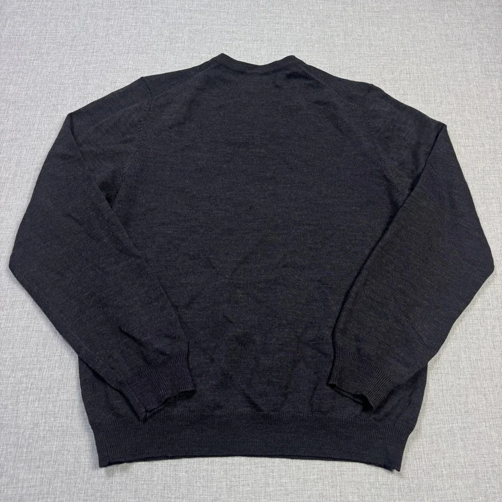 Brooks Brothers 346 Sweater Pullover Mens Small Gray V-Neck Merino Stretch